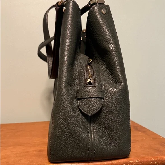 Dark Green Leather Tote - Picture 2 of 8